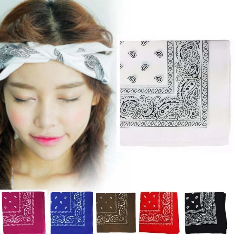 Square Scarf Unisex Hip Hop Black Bandana Kerchief Fashion Street Dance Riding Wrist Wraps Head Square Scarves Print Handchief