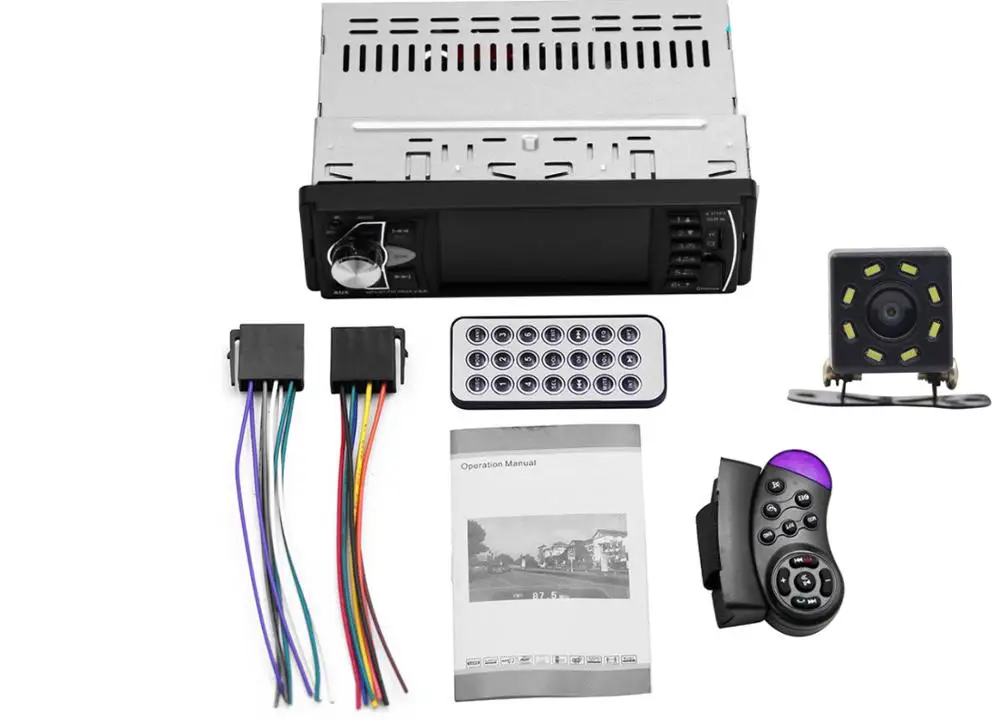 With 8Led camera Автомобильный MP3 плеер FM Радио Bluetooth Handsfree автомобильный Радио обратное изображение Авторадио 1din Suppor камера заднего вида Автомобильный Аудио FM/AUX/USB - Цвет: With 8Led camera