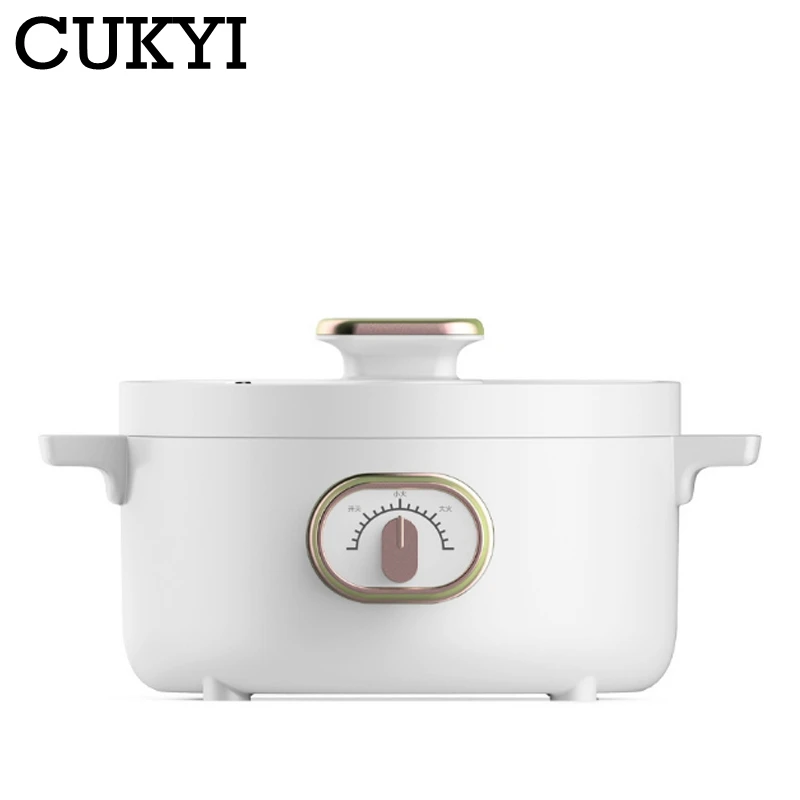 CUKYI 3L Electric Multicooker Mini Cooking Pot Skillet Frying Boiling Stewing Pot Hot Pot Noodles Breakfast Maker Non-stick 220V 2