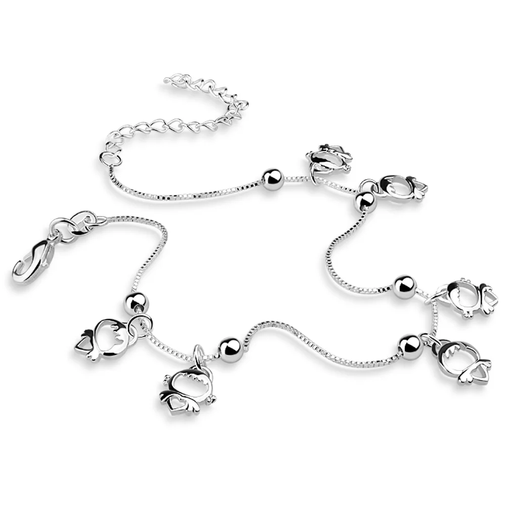 Женский ножной браслет из серебра 925 пробы|anklets women|jewelry zipperanklet jewelry |