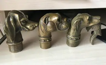 

Copper Statue Old Bronze Hand Carved Skull Statue Cane Walking Stick Head Three shape selection