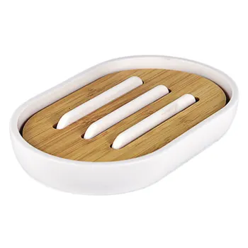 

1pc Bamboo Soap Dish Drying Soap Box Bathroom Bamboo Container (Random Color)