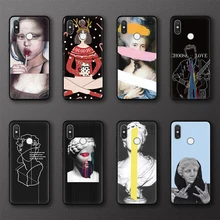 Fundas de silicona para Xiaomi rojo mi nota 7 S2 5 6 3 3S Pro 4A 4X 5A 6A funda para mi 9 8 Lite A3 CC9 CC9e escultura arte Mona Lisa(China)