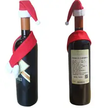 2 шт./компл. Рождество крышка бутылки вина шляпа рождественские украшения обертка для бутылки шарф вечерние Декор d90812