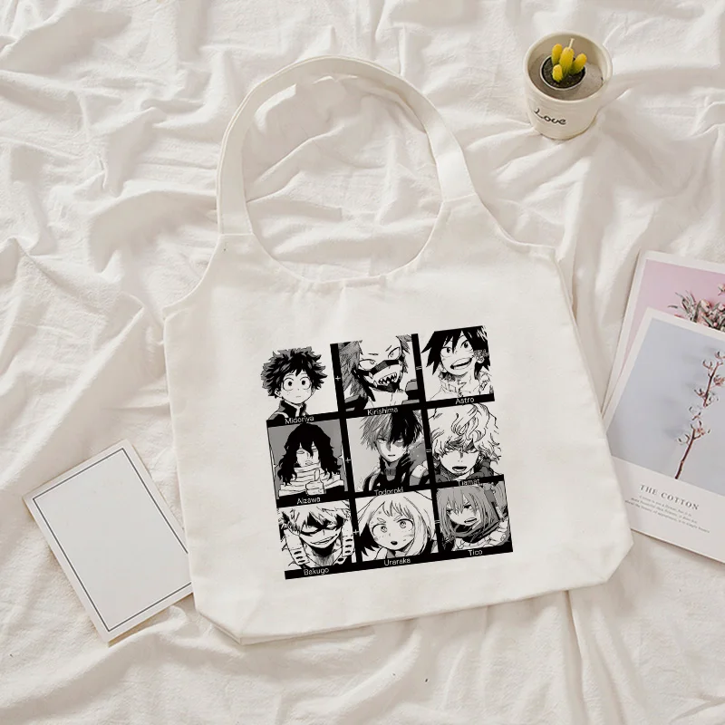 My Hero Academia shopping Bag bag manga Graphic Canvas Shoulder Bag Female Ulzzang Grunge Tote Shopper Bag anime bag Harajuku 