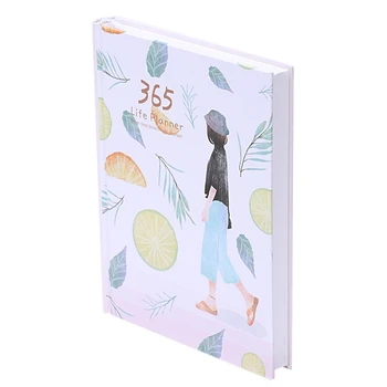 

Creative Hardcover Year Plan Notebook 365 Days Inner Page Monthly Daily Planner Organizer Diary, Leaves&Lemon