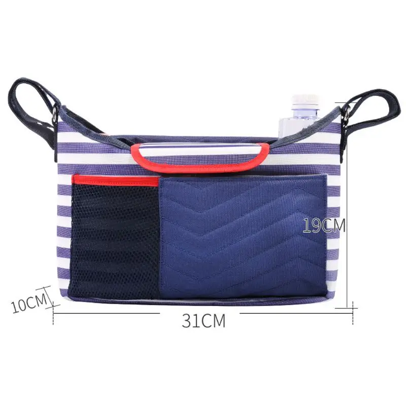 Pram Bag Organiser Large Capacity for Baby Stroller Accessories with Diaper changing pad& Shoulder Strap Used as Carry-On