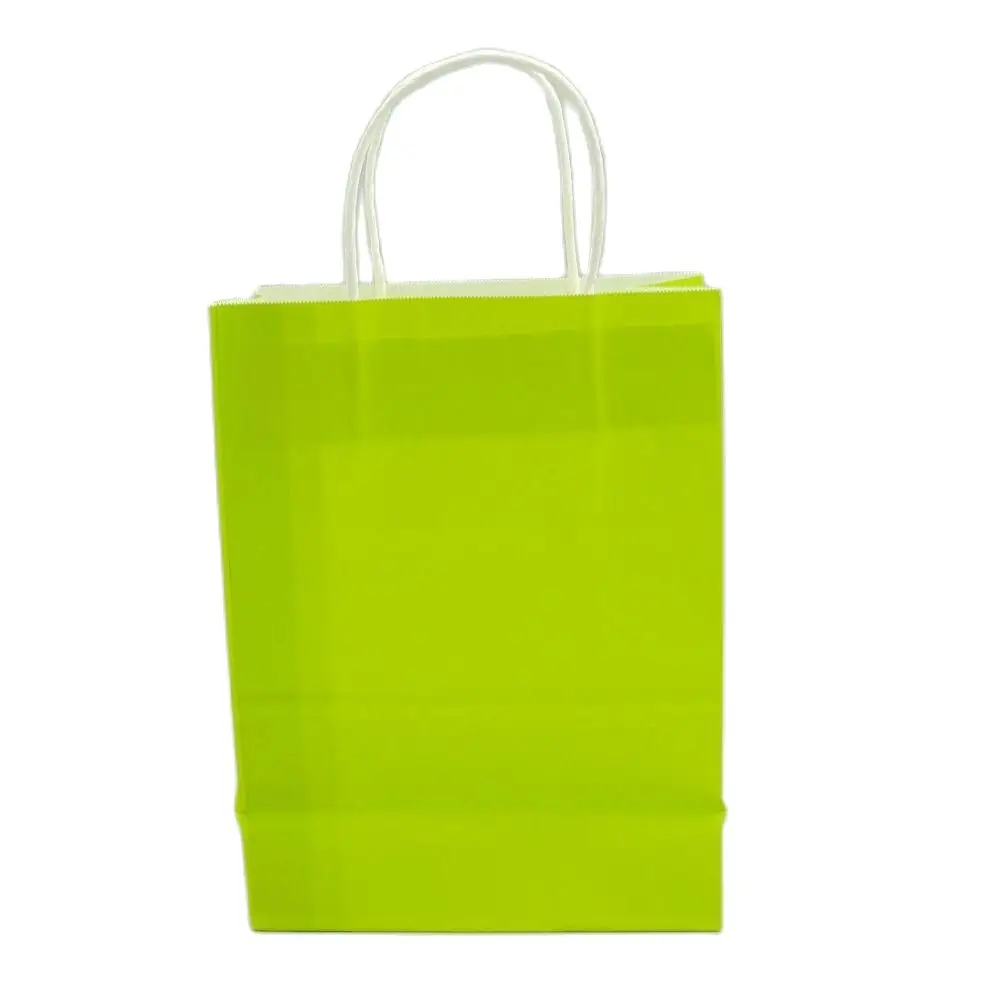100x Eco Promotional Recyclable Fancy Colored Kraft Paper Bag Green