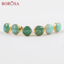 BOROSA 5 пар золотой цвет свободной формы натуральный Австралийский жадеит, серьги зеленые Chrysoprases серьги гвоздики ювелирные изделия как подарки G1653
