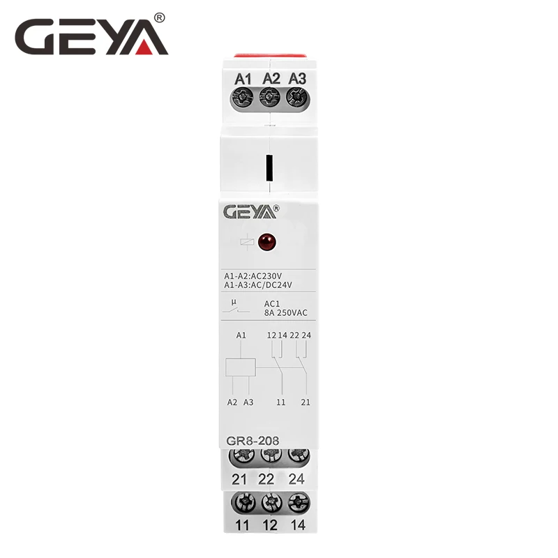 GEYA din-рейка GR8 AC DC 24V вспомогательное реле промежуточный переключатель 8A 16A SPDT реле din-рейка модуль