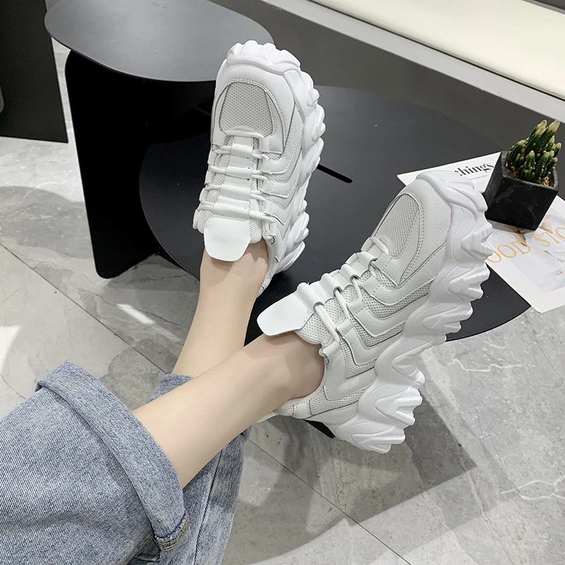 

New summer fashion women casual shoes comfortable breathable flat shoes low to help lace-up thick-soled women's sneakers U21-90