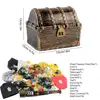 143pcs Kid Pirate Chest Box Golden Box Toy Kit Pirate Eye Sticker Retro Pirate Chest Children's Treasure HuAnt 6