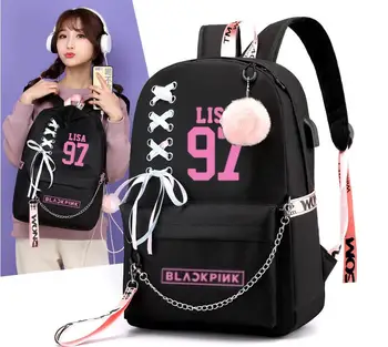 

Lovely Blackpink Got7 Backpack Women Pop Wanna One Ring Monsta X Twice Canvas School Travel Bag Backpack Fashion Mochila