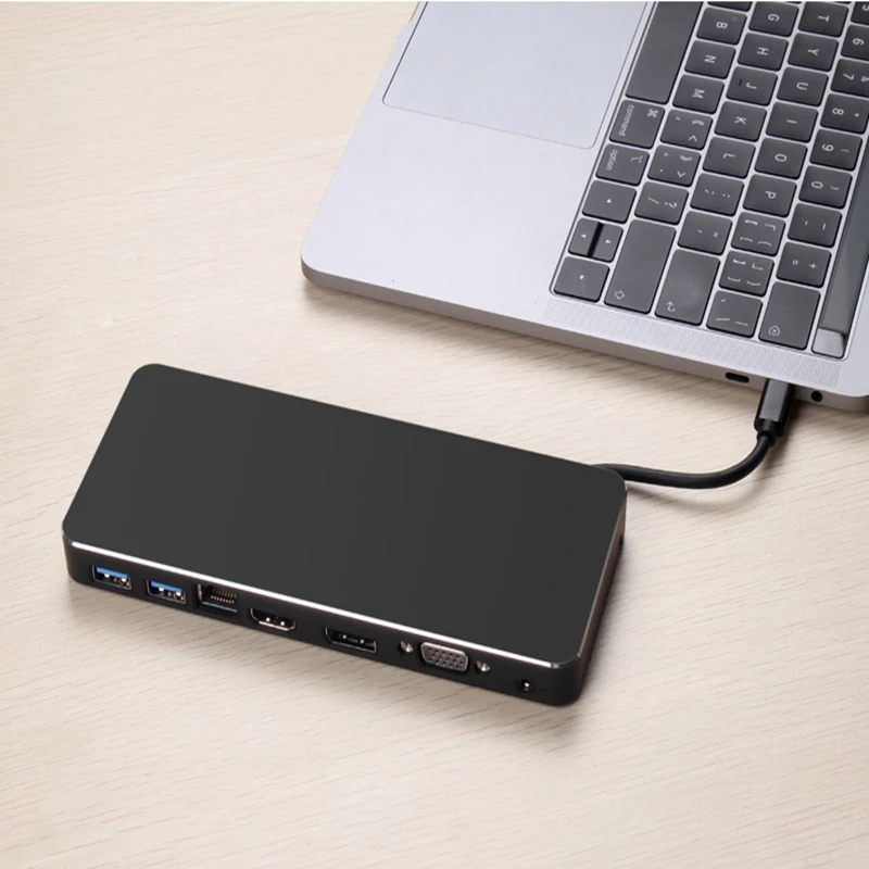 

AAAE Top-Usb C Multiple in One Adapter Usb C To Hdmi/Vga/Rj45/Pd/Aux Adapter for Macbook Samsung Galaxy S10 Huawei Mate 20 P20 P
