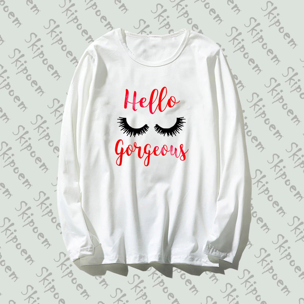 Hello Goigeous ресницы Искусство Женская Футболка harajuku Готический эстетический Tumblr