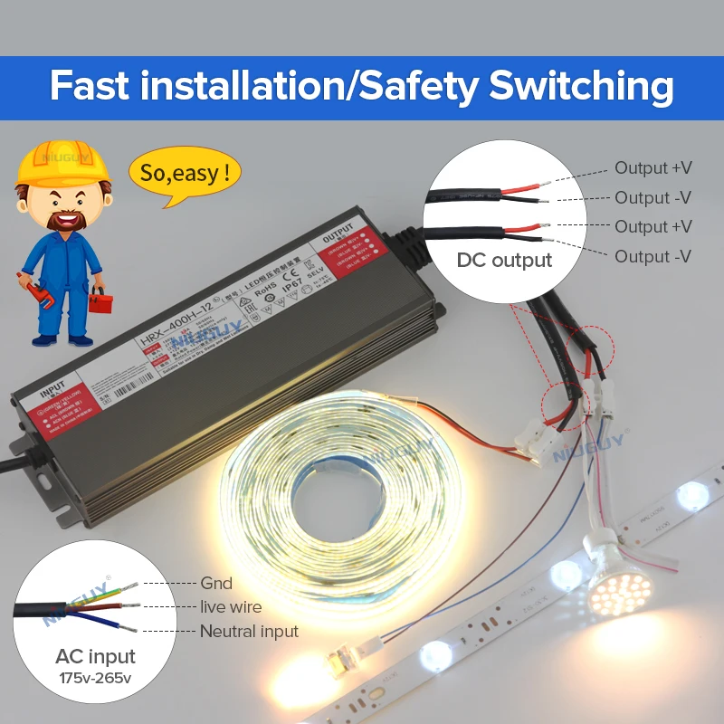 Wasserdichte Beleuchtung Transformatoren AC 220V Zu DC 12 V 24V Led-treiber  Netzteil 60W 100W 150W 200W 300W 600W Im Freien Wasserdichte