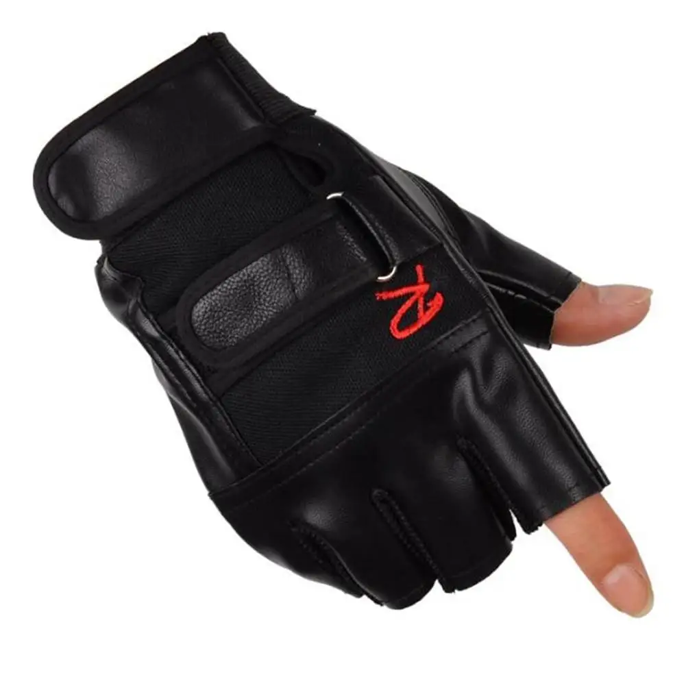 1 пара высоких силовые упражнения спортивные Вес Фитнес мотоциклетные перчатки для тяжелой кожа тренажерный зал Спорт - Цвет: Черный