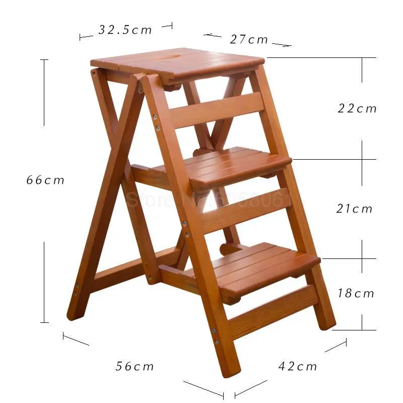 Небольшой складной портативный стул из цельного дерева для дома, стремянка, лестница, стойка, свободное место для установки в помещении, скалолазание - Цвет: ml7