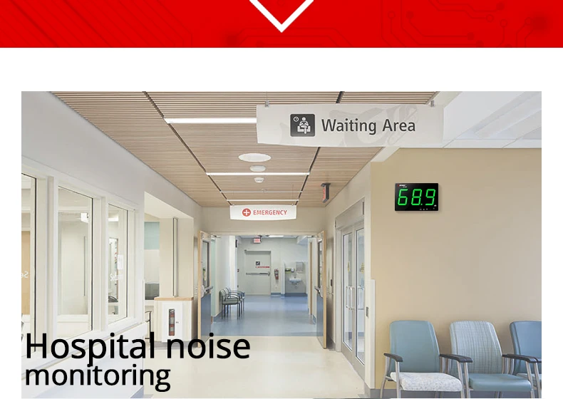 SNDWAY 30-130dB Wall-mounted Digital Sound Table Sound Level Meter for Audio dB Level Decibel Meter Noise Analog VU Green Light