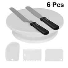 6 шт., полезный пластиковый круглый поворотный стол для торта, DIY 10 дюймов, инструменты для выпечки, подставка для торта и крема, нож для теста, инструменты для выпечки для домашнего магазина