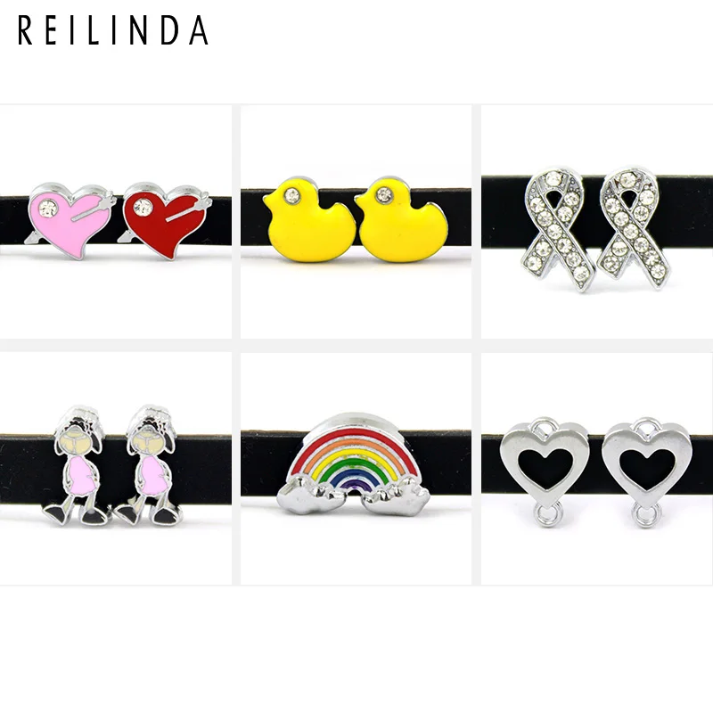 Wholesale 10pcs/pack 8mm Mix Style Charms Slide Charm Fit For Wristband Bracelet Key Chain Belt Pet Collar LSSC29-303 | Украшения и