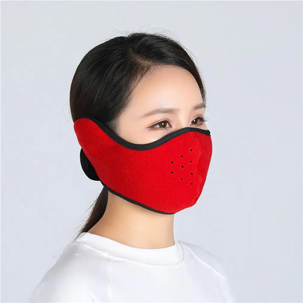 Red 2pcs Унисекс муфельные хлопковые наушники, маски, Зимние Модные мужские и женские уличные теплые ветрозащитные наушники на половину лица# YL5 - Цвет: Red 2pcs