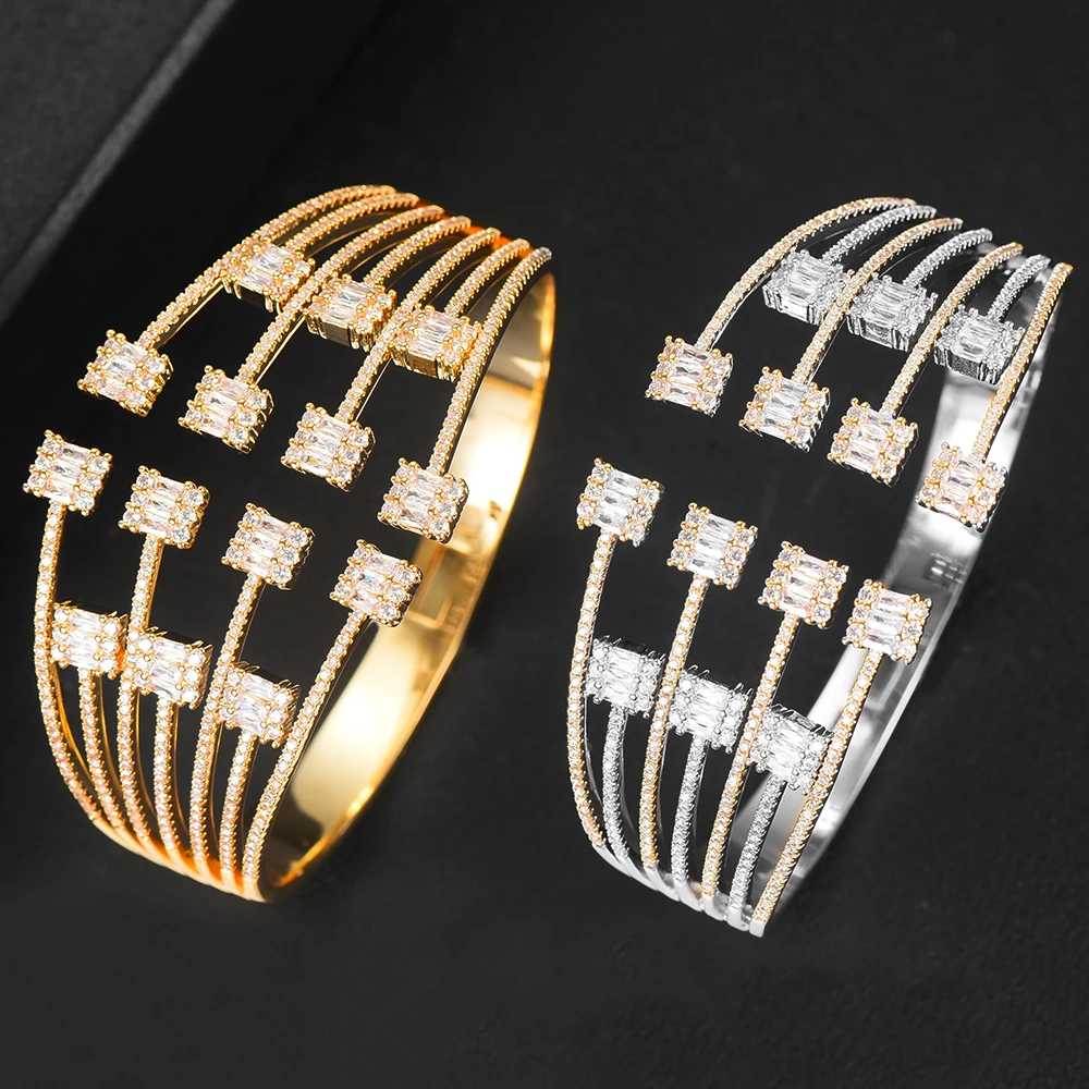 missvikki Luxury New Elegant Stacks Big Bangle For Women Wedding Baguette Arabia Bangle Bridal brincos para as mulheres Hot