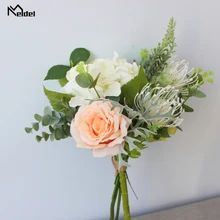 Букет из искусственных цветов Meldel ручной работы Свадебный Цветочный букет свадебные букеты шелковые розы Гортензия свадебные принадлежности