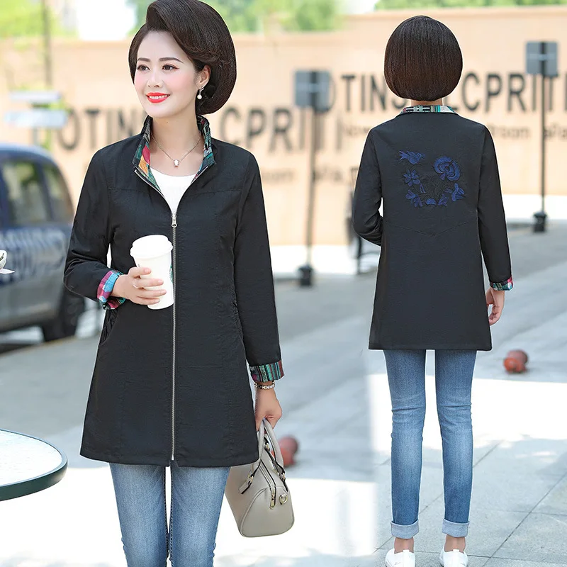 

Zh-976 New Style Middle-aged WOMEN'S Apparels Autumn Middle-aged Women Dress Mid-length Jacket Middle-aged Female Autumn Tops Th