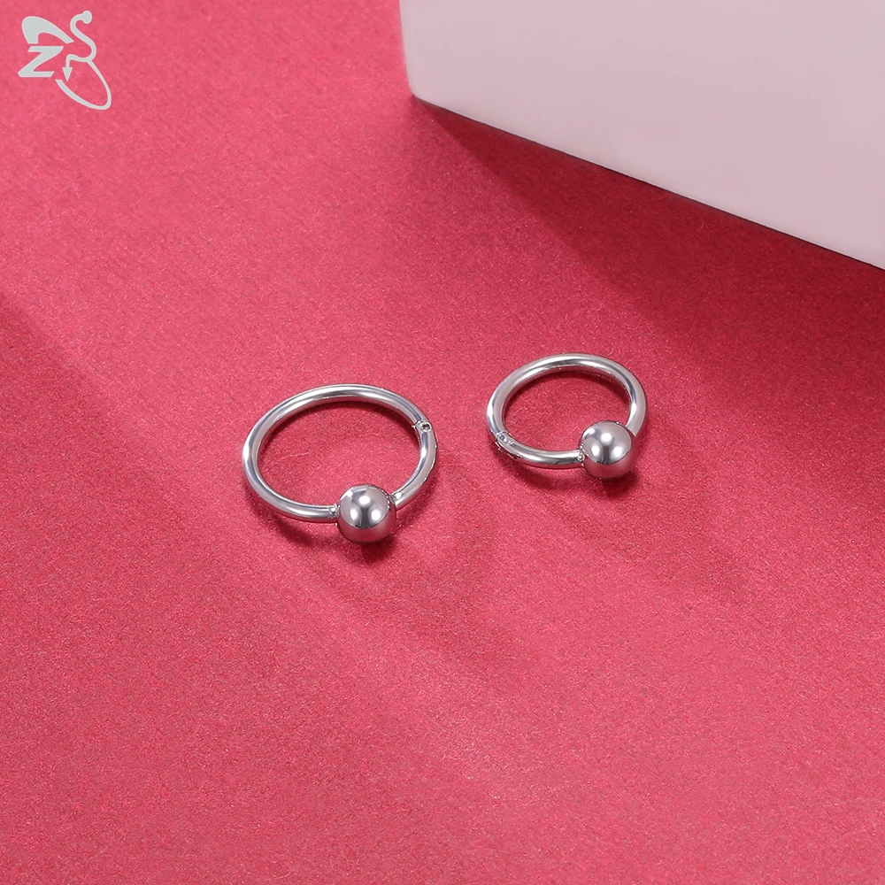 ZS 1 PC Round 316L Stainless Steel Nose Ring 16G Ball Septum Clicker 8/10MM Punk Rock Ear Helix Septum Rings Piercing  Jewelry