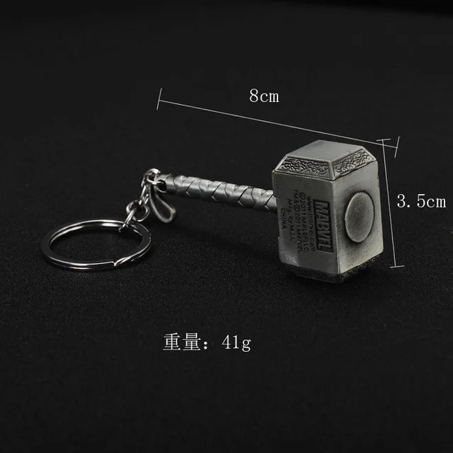 Disney Marvel Legends Avengers Movie Keychain Hammer Of Thor Key Chain Metal Gift Kid Keyring Grad Yellow