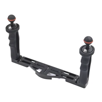 

Dual handheld stabilizer diving underwater camera housings tray diving dome port flashlight grip waterproof camera holder