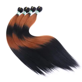 

Ombre Straight Soft hair weft 4pieces one set Tissage Fiber Hair Weave Synthetic hair Extension