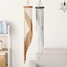 Nordic Decor Wind Chimes Pine Wood Rotating 18-tube Wind Chime Ornaments Home Decoration Accessories Smart Music