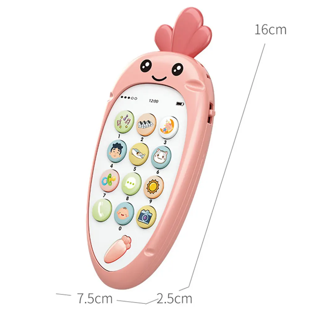 

Mobile Phone Toy English Language Kids Simulation Educational Carrot Cute Music Mobile Early Learning Phone Toy Gift Children