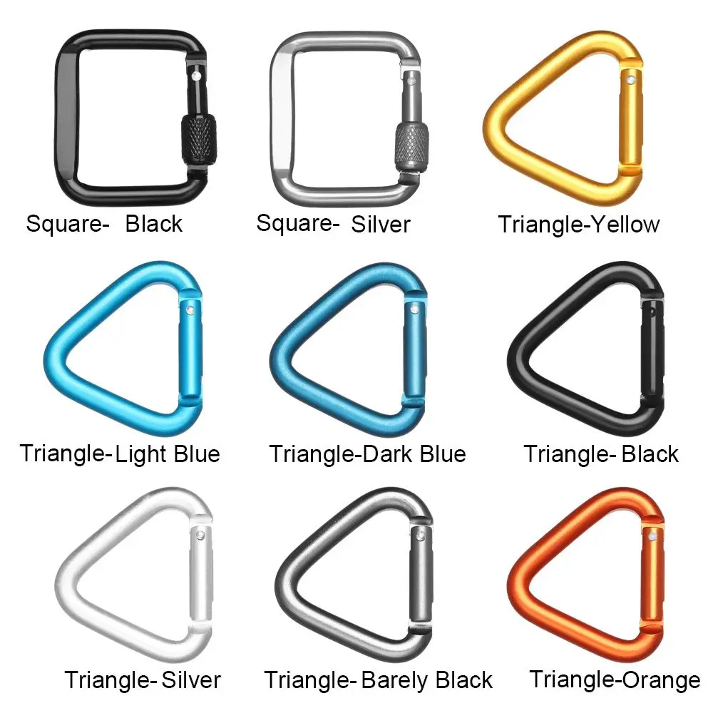 Triangle/Square Carabiner Outdoor Camping Hiking Keychain Snap Clip Hook Kettle Buckle Carabiner Outdoor Sports Accessories