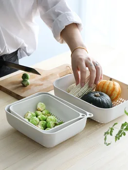 

Amazon receive basket hanging plastic double kitchen to wash the popurality of fruit basket receive a basket