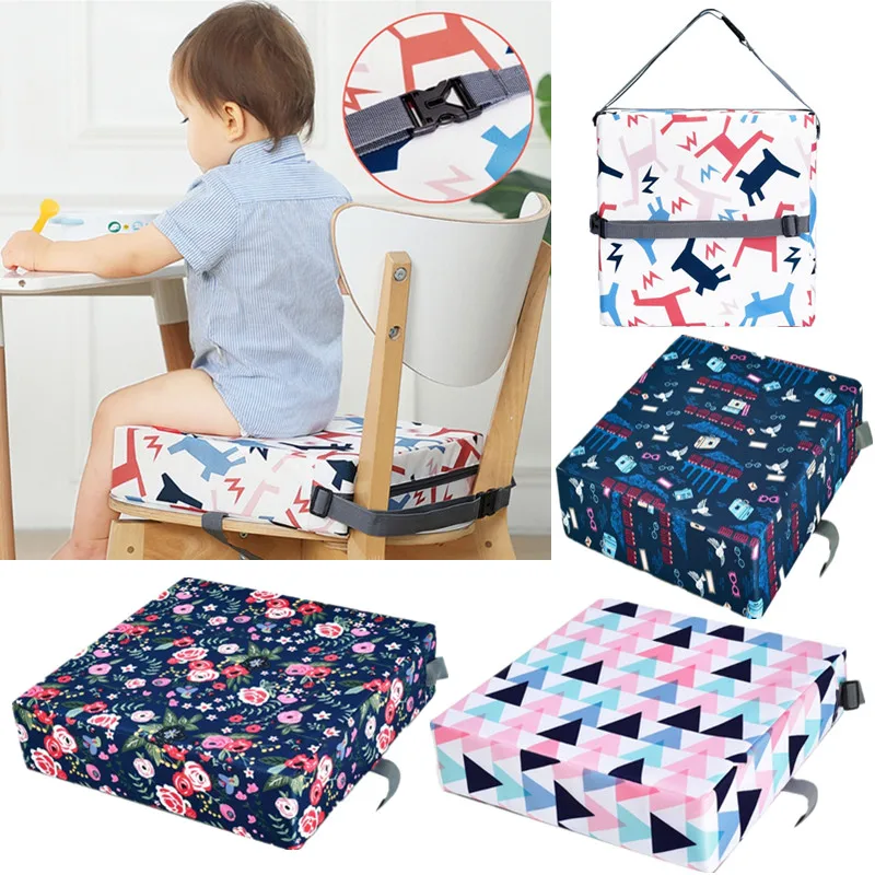 Adjustable Baby High Chair Booster Pad Portable Children Raised Chair Pad Thicken Sponge Seat Cushion For Kids Feeding