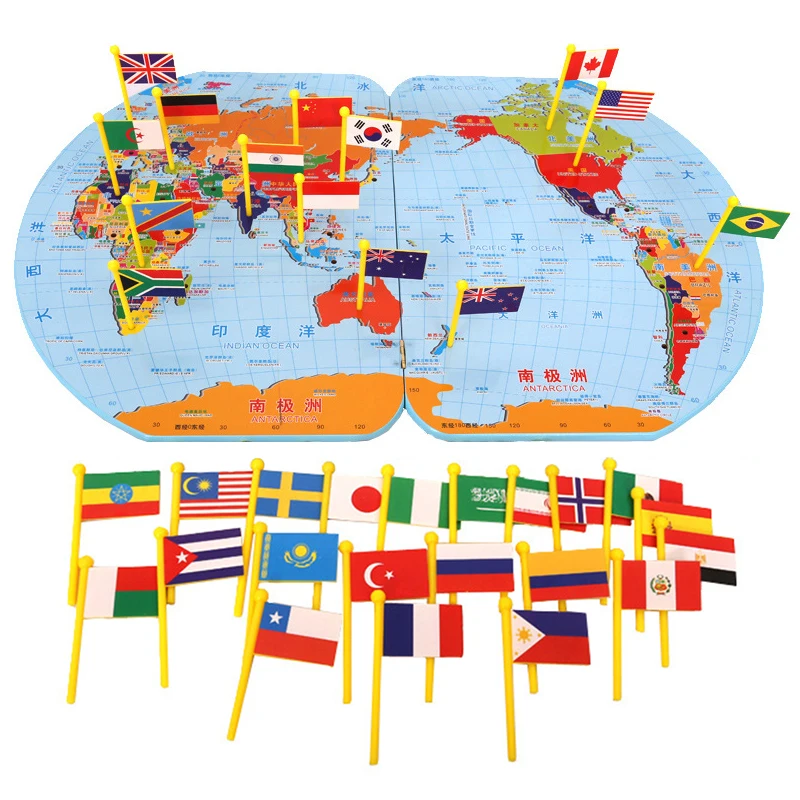 Детские раннее образование карта мира страны логотип большая Деревянная игрушка