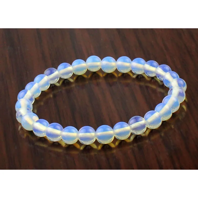 

STENYA White Opal Moon Stone Bracelet Stretch Cord Elastic Gem Natural Stone Round Beads Expandable Rope Diy Jewelry Bijoux