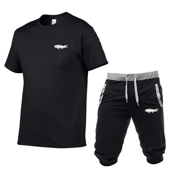 

2020 new Tracksuit set 2 Pieces men Sets Male Men Clothing Sportswear Set Fitness Summer Print Men Shorts+T shirt Men's Suit