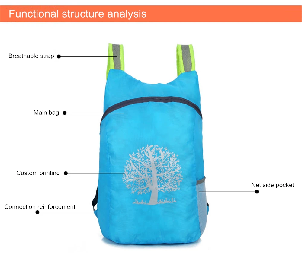 Unisex Foldable Backpack Hiking Camping Bag Ultra Lighting Light Outdoor Sport Backpack Waterproof Folding Backpack for Travel