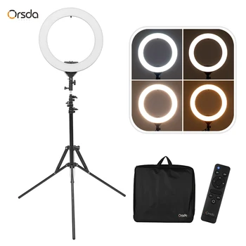 

ORSDA ORB-18T 18 Inch LED Ring Light 3200K-6500K 45W Studio Photography Fill-in Lamp Dimmable with Tripod Stand for Live Video