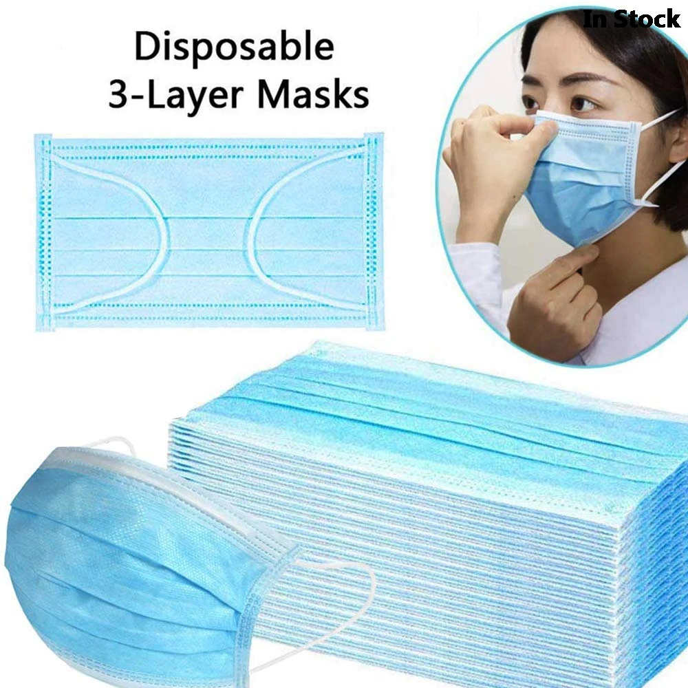 

50/100pcs Disposable 3 Layers Face Masks Dustproof Mask Facial Protective Cover Masks Anti-fog Anti-dust Earloop Masks