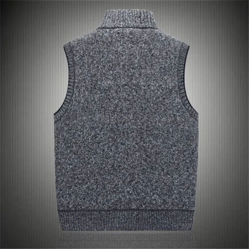 M-3XL кардиган на молнии, мужской жилет, Одноцветный вязаный жилет, мужской повседневный кашемировый флисовый теплый жилет без рукавов, RM50023