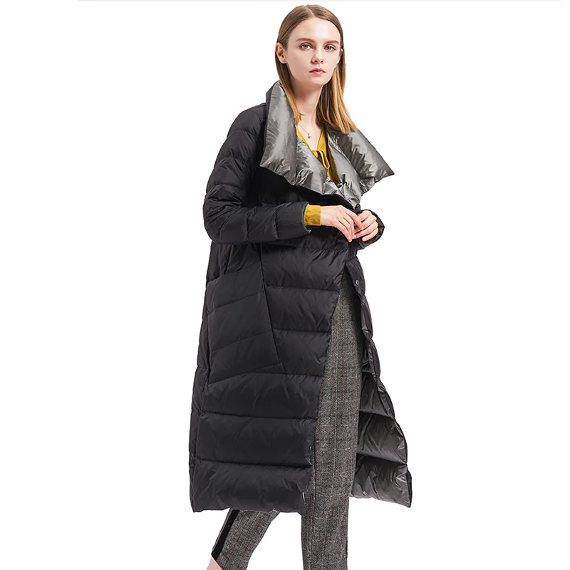 Fitaylor  Women Double Sided Down Long Jacket