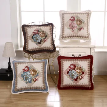 

2020 New Chenille Floral Cushion Cover 48*8/58*58cm Luxuriou Pillowcase Home Decorative Sofa Car Throw Pillow Case kussenhoes