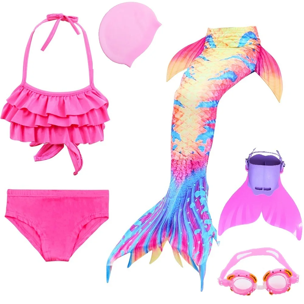 Hot Girls Mermaid Tail With Monofin For Swim Mermaid Swimsuit Mermaid Dress Swimsuit Bikini cosplay costume - Color: DH6348 set 4