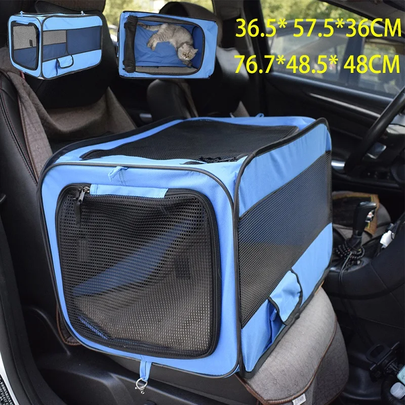 

Pet Handbag Car Seat Cat Carrier For Soft-Sided Oxford Cloth Two Side Expansion Foldable Large Space for Cats Dogs Travel Kennel