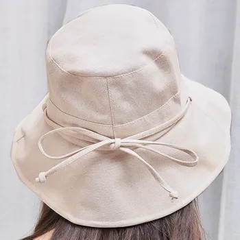 

Foldable Summer Sun Cap Cotton Beach Bow Hats For Women Hat Female Lady Bucket Hat Summer Woman Anti-UV Panama